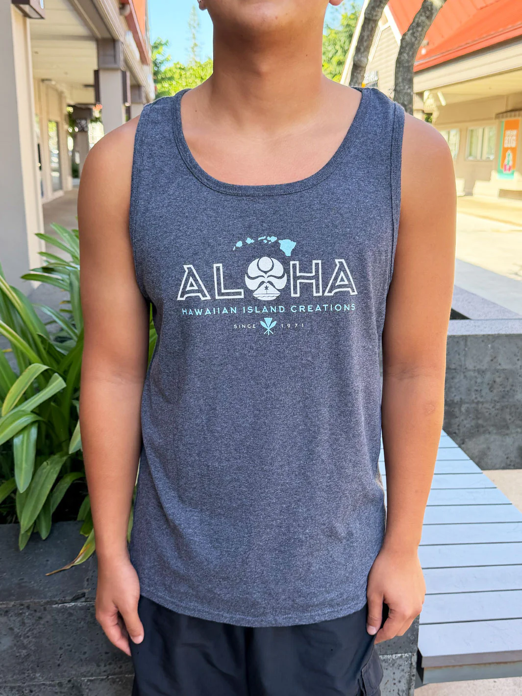 HIC ALOHA SINCE 71 TANK TOP - DARK HEATHER GRAY