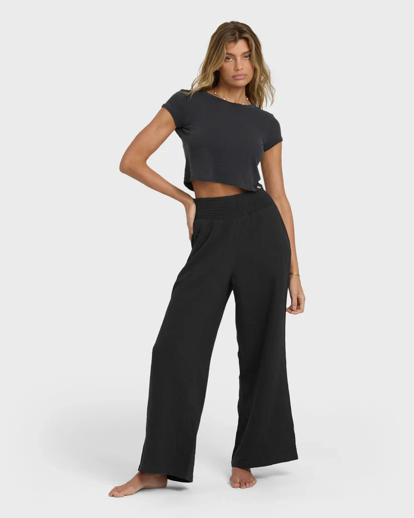 BILLABONG NEW WAVES GAUZE WOMENS ELASTIC PANT - BLACK
