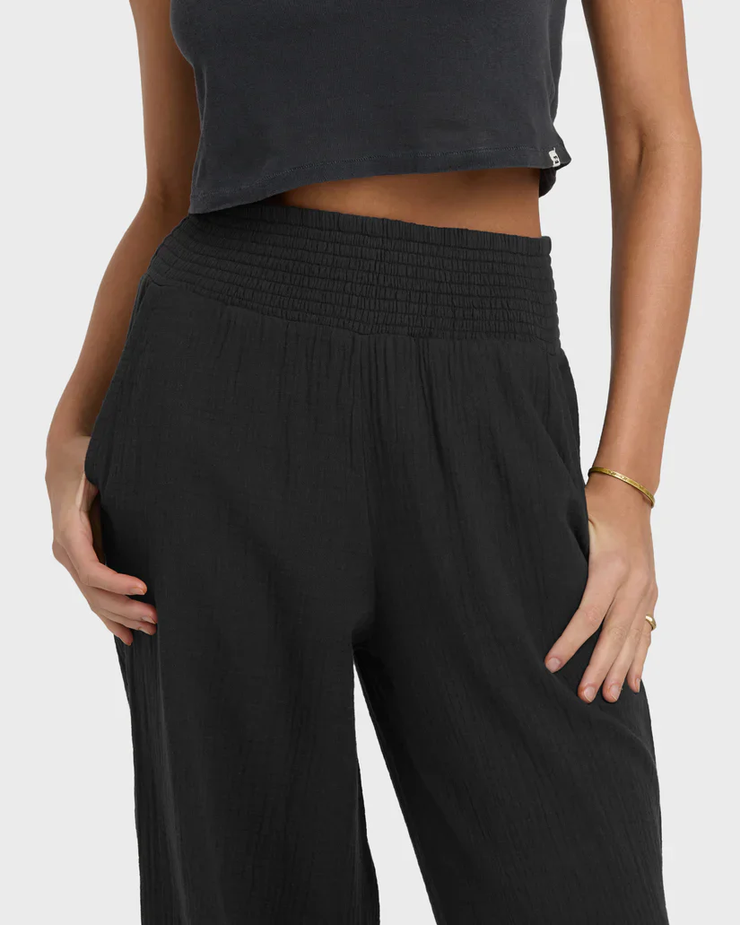 BILLABONG NEW WAVES GAUZE WOMENS ELASTIC PANT - BLACK - Image 2