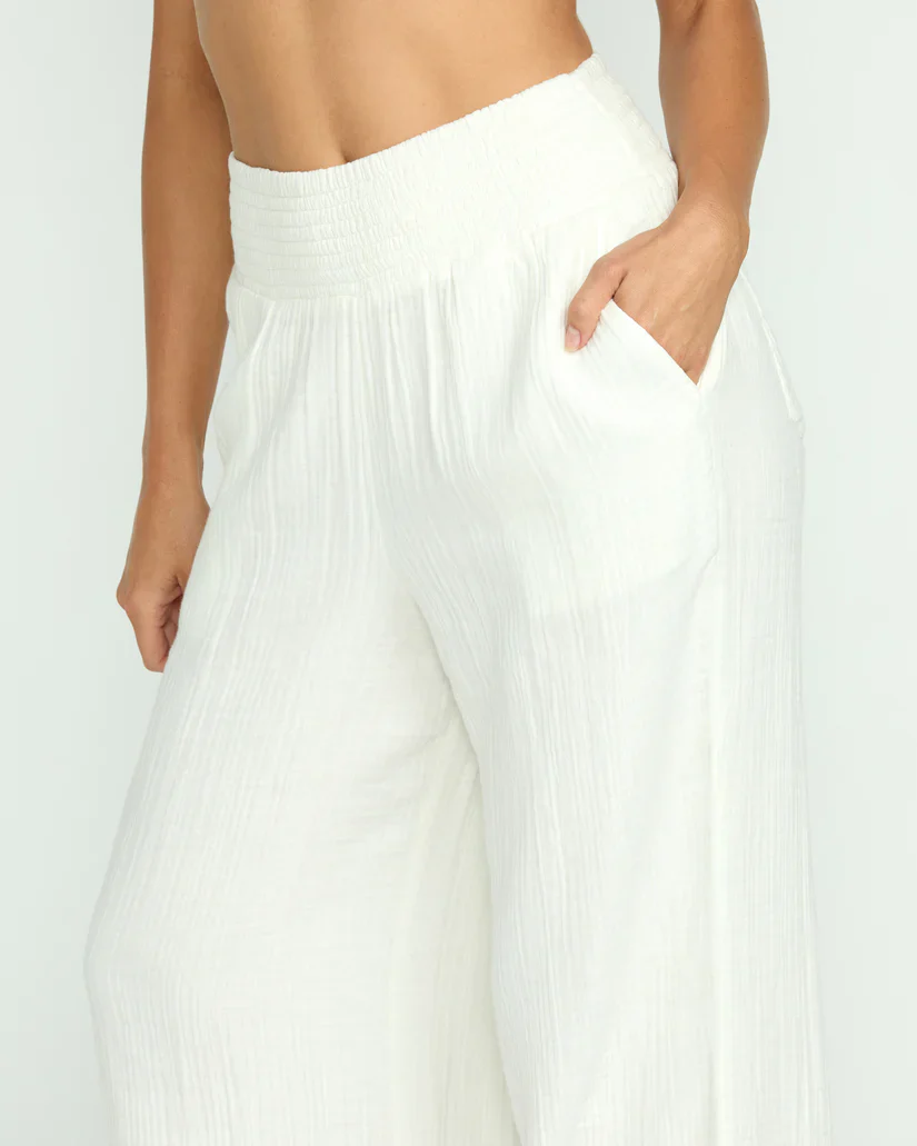 BILLABONG NEW WAVES GAUZE WOMENS ELASTIC PANT - WHITE - Image 2