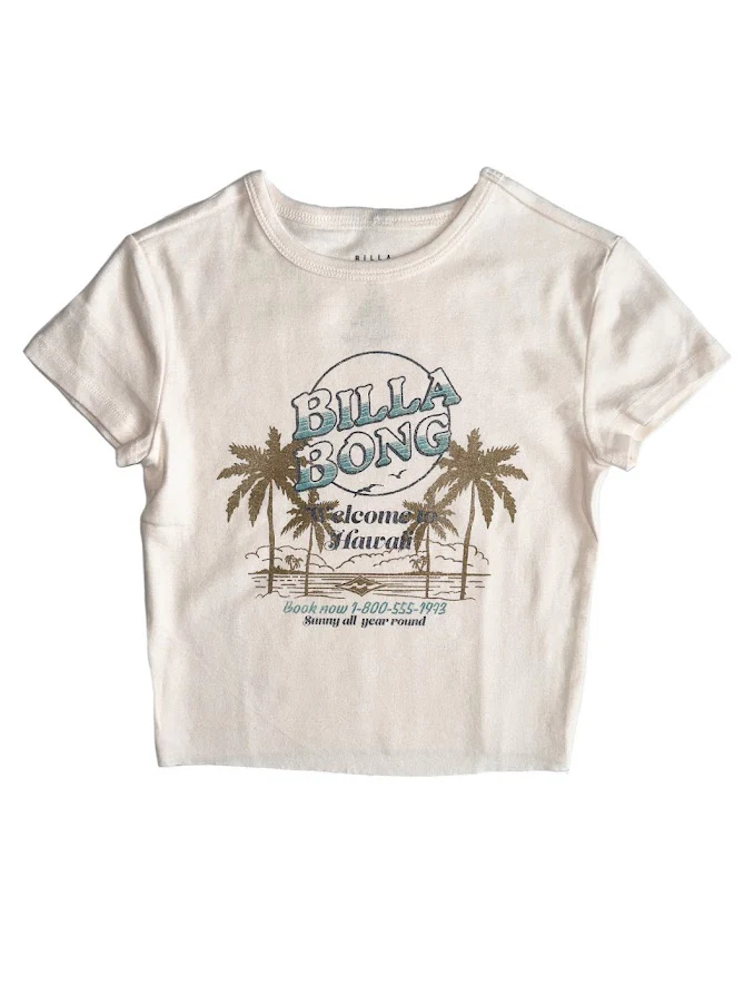 BILLABONG TROPICS SUNSET HAWAII WOMENS TEE - WHITE