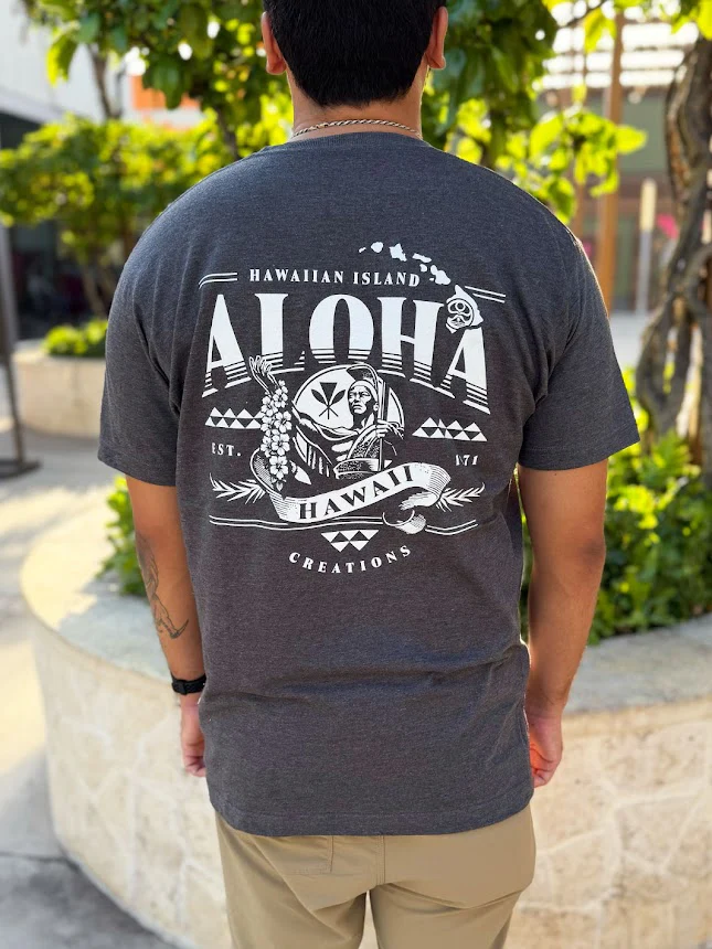 HIC ALOHA KAMEHAMEHA TEE - CHARCOAL HEATHER