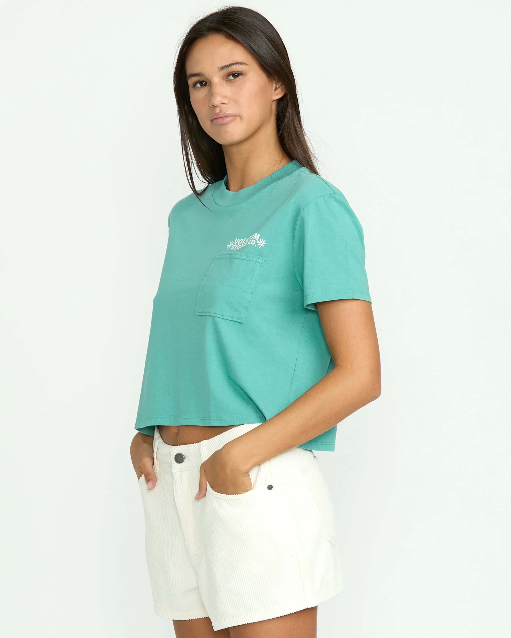 VOLCOM POCKET DIAL WOMENS TEE - STORMY BLUE